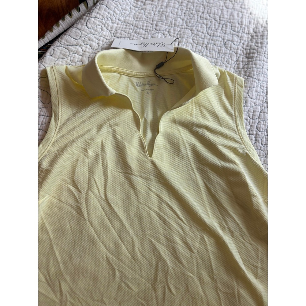 Walter Hagen Womens Sleeveless Golf Polo Shirt Lemon Sorbet Yellow Size Large - Picture 2 of 4